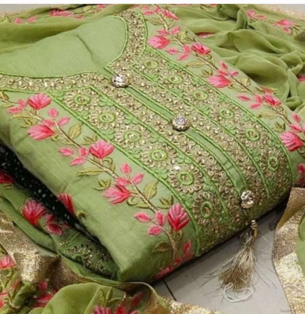  suit material green colour 