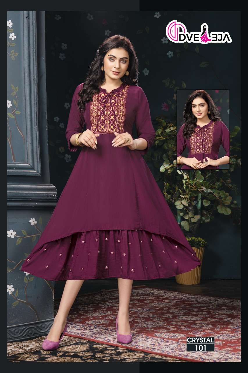 DVEEJA FASHION CRYSTAL VOL-1 GHERA FLAIR KURTIES  