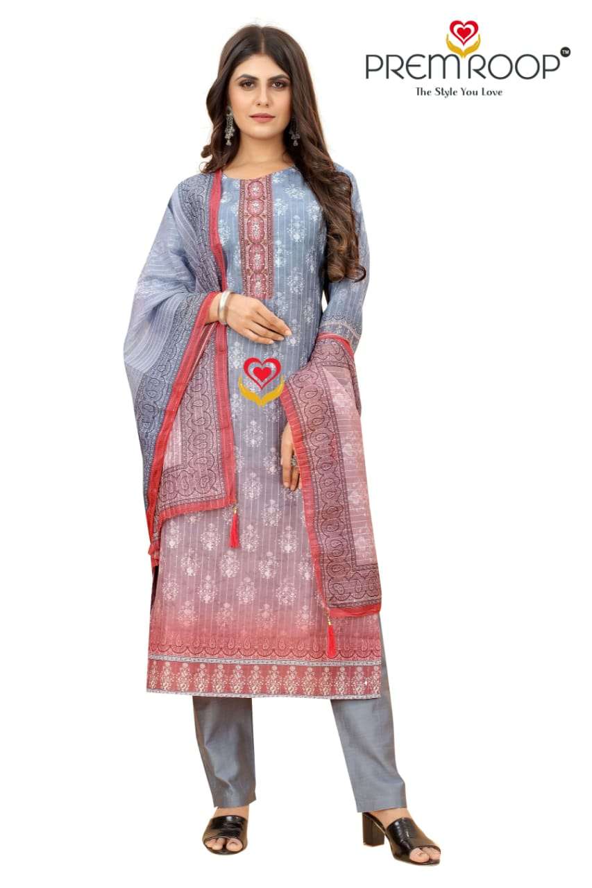 Premroop Present Heavy Chanderi Kurti Pant Dupatta 