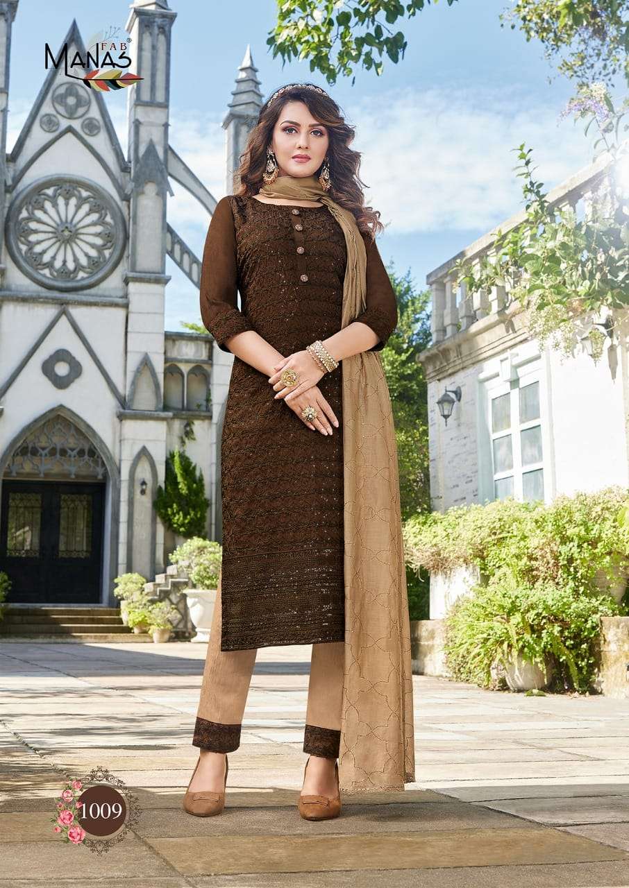 Manas Bombay Schffli vol.2 Launch Top Bottom Dupatta Set Collection 