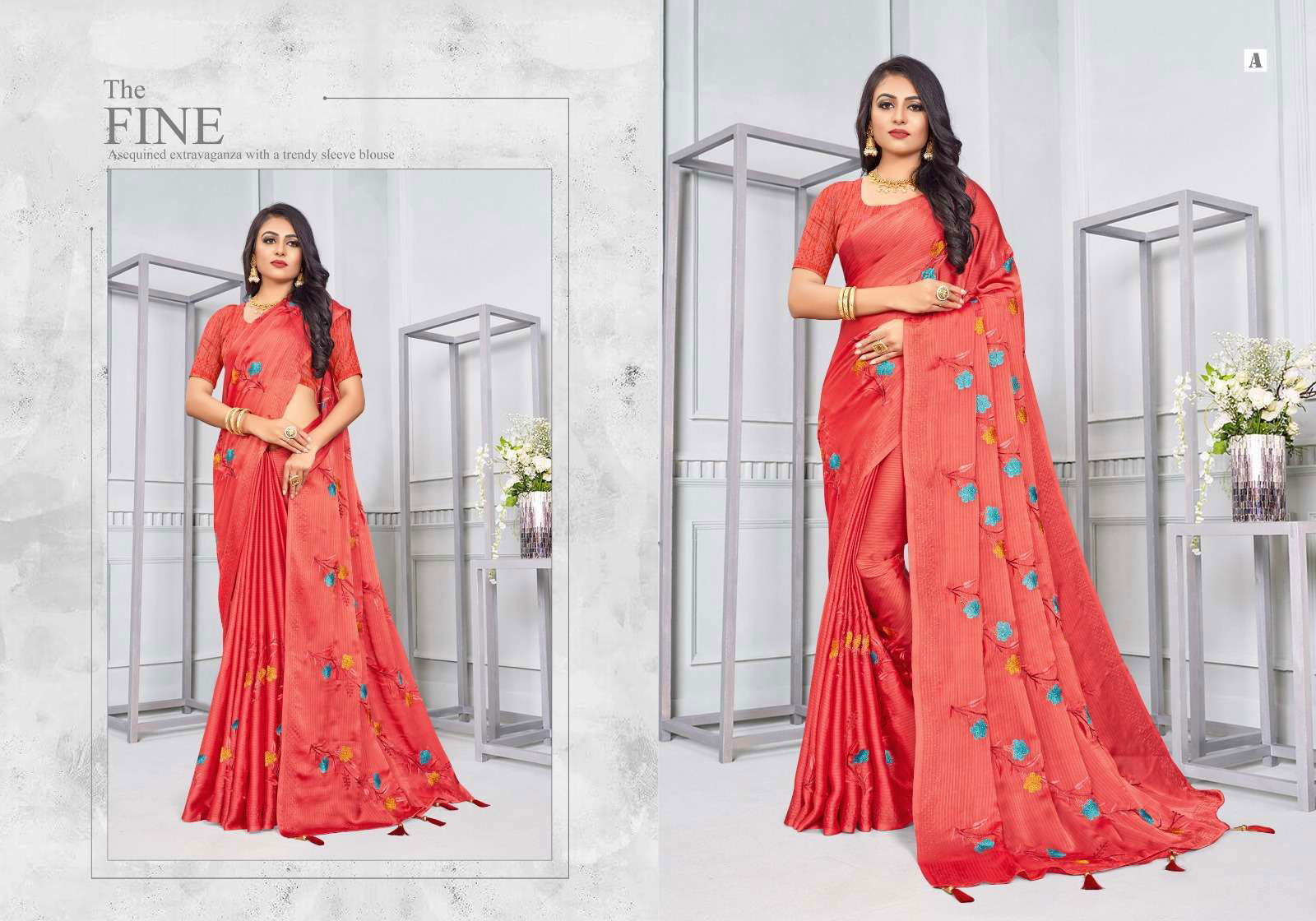 YNF GEMINI SILK SWAROVSKI WORK DESIGNER SAREES WHOLESALE PRICE