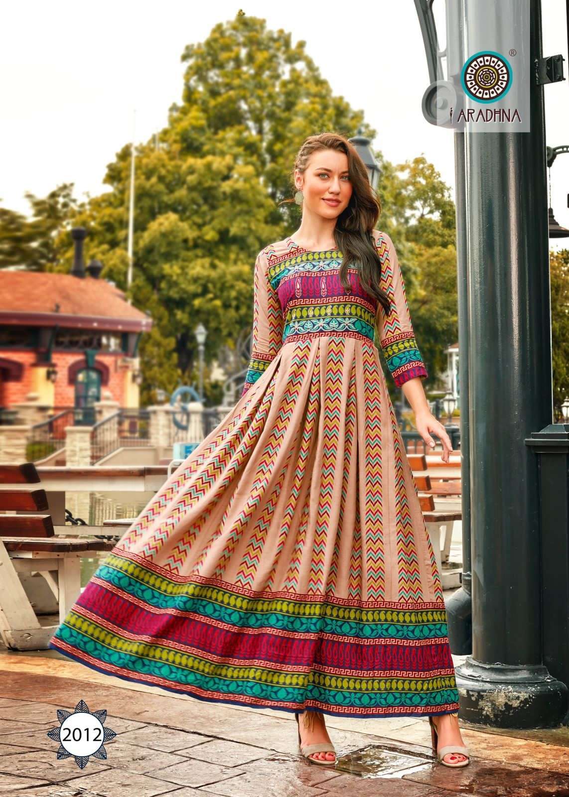 Aradhna Fashion Stripy 2 Heavy Cotton Anarkali Kurti 