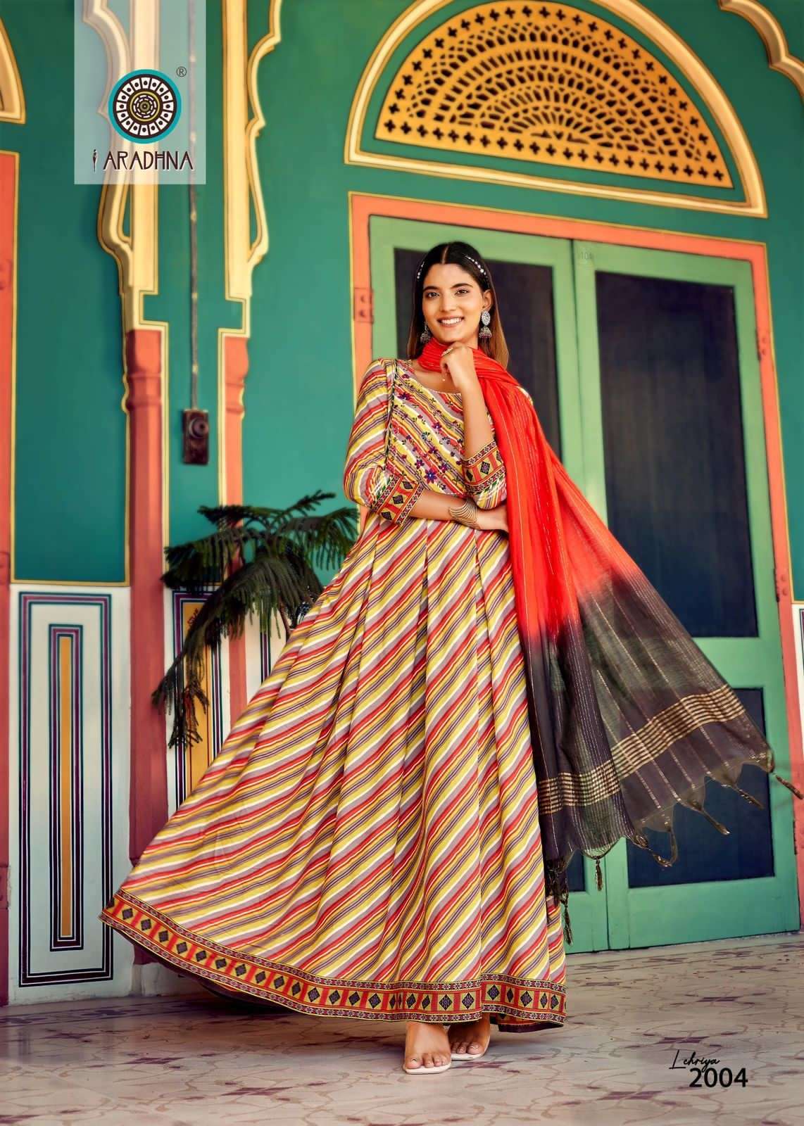 Aradhna Lehriya Vol 2 Rayon 14Kgs With Amazing Embroidery Work wholesale 