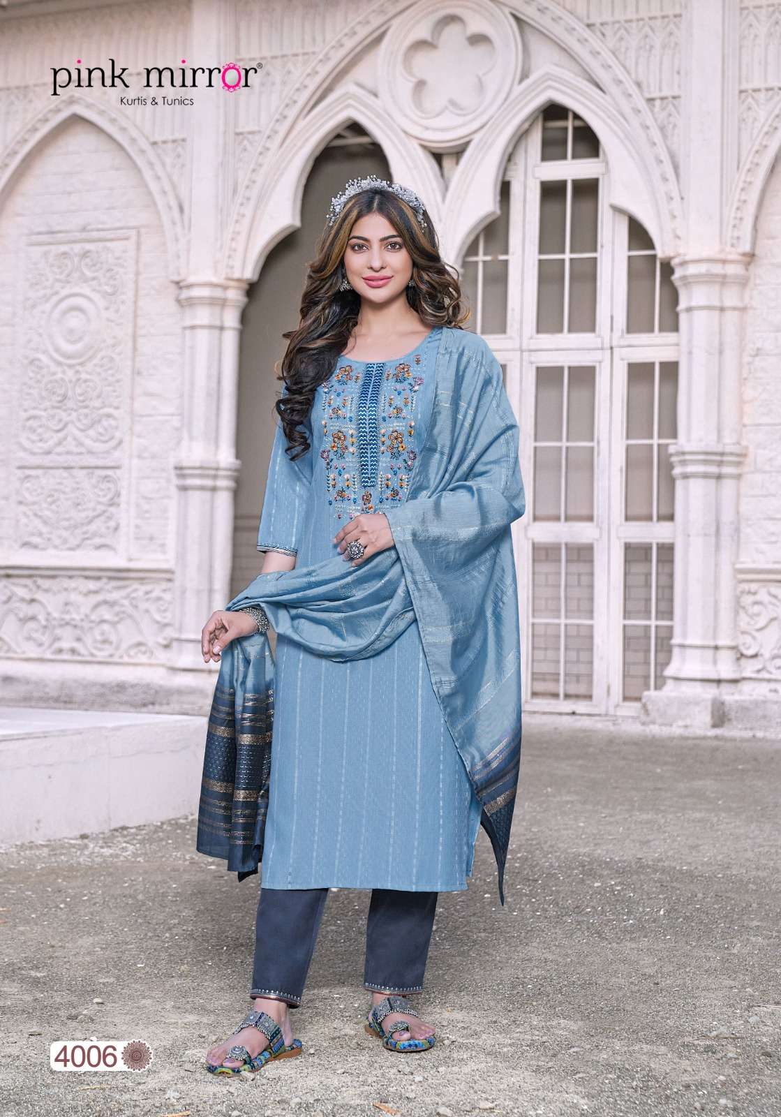 pink mirror moment designer kurti pent duppta wholesale collection