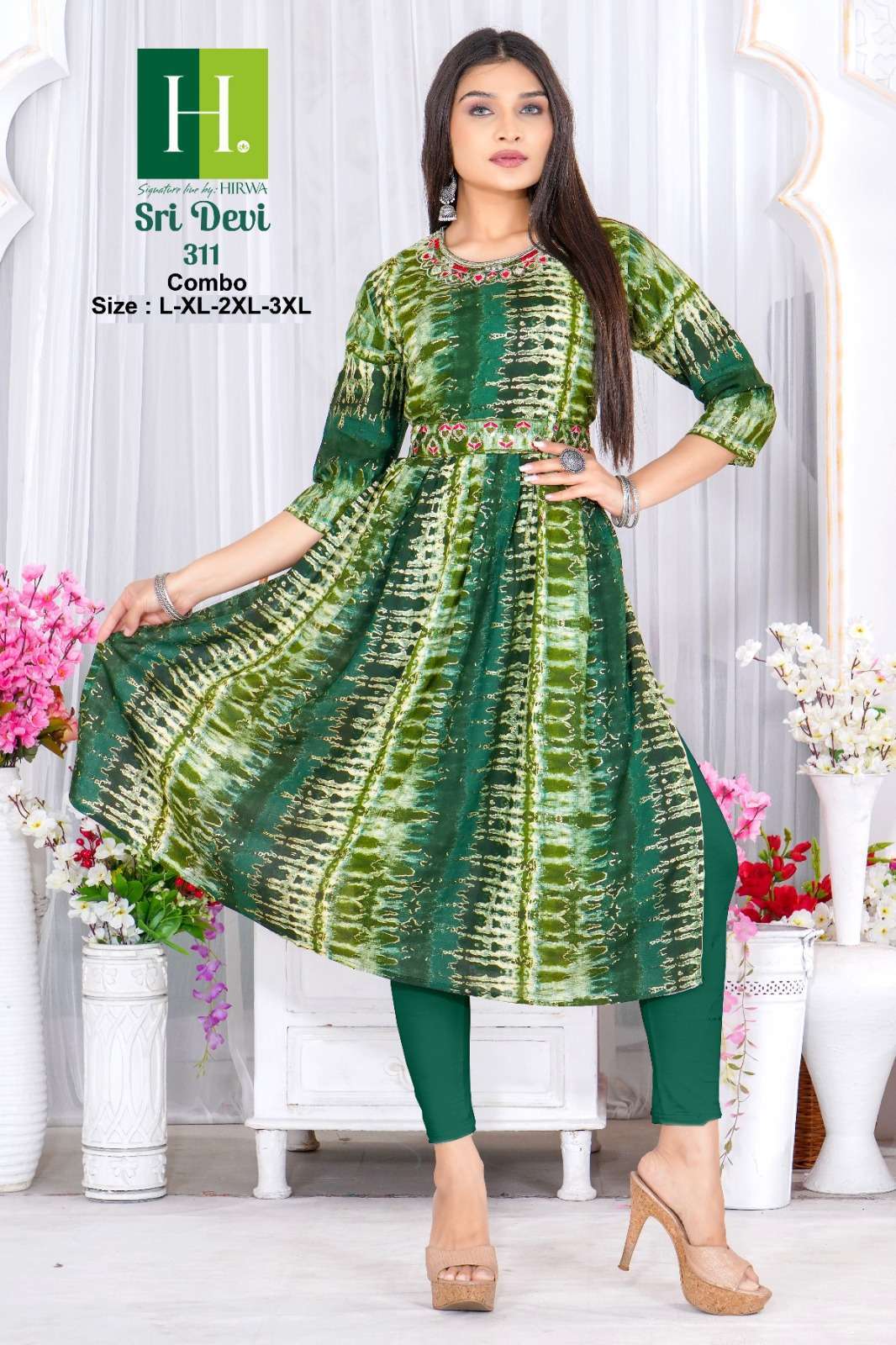 SRIDEVI 311 Naira Cut jaipuri printed Kurti Wholesaler