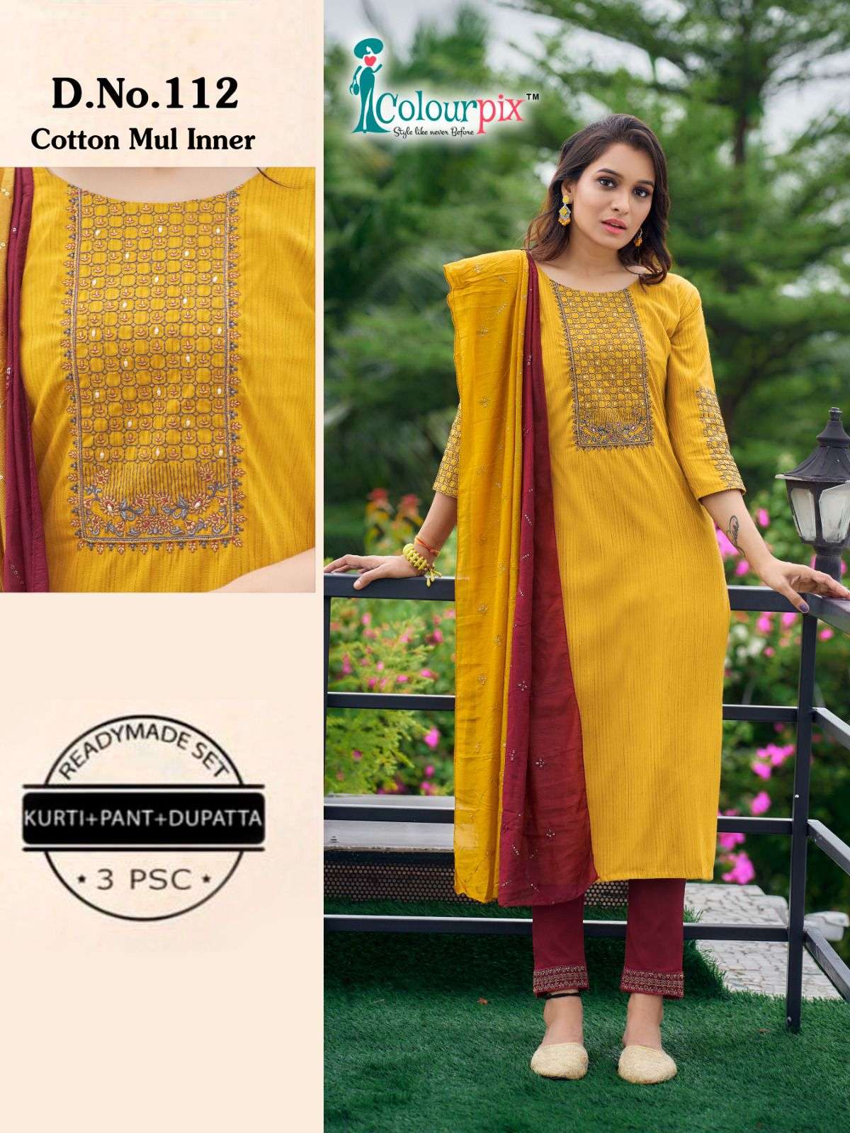 Colourpix designer Kurti pant dupatta catalogue collection