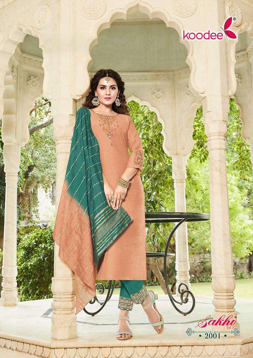Koodee sakhi 2 kurti pant dupatta wholesale market