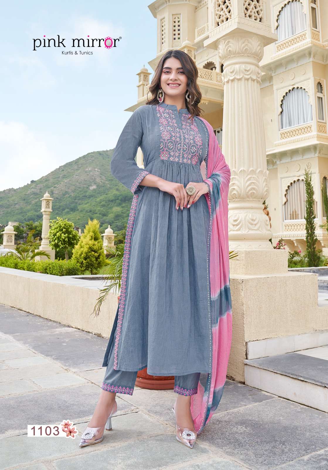 Pink mirror fairytales Nairacut kurti wholesale