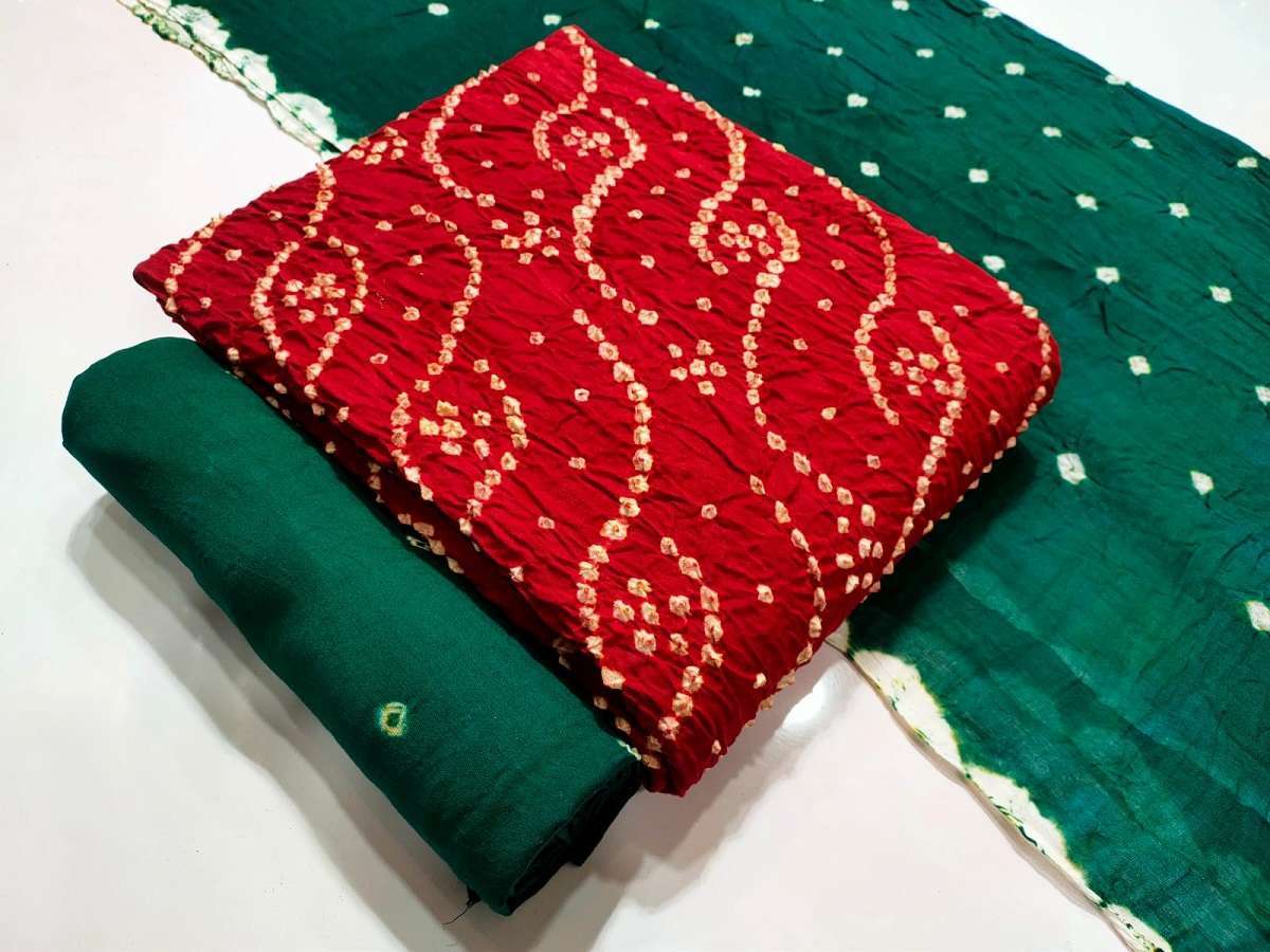 Nemi White Dana Bandhej With Contras Matching Wholesale