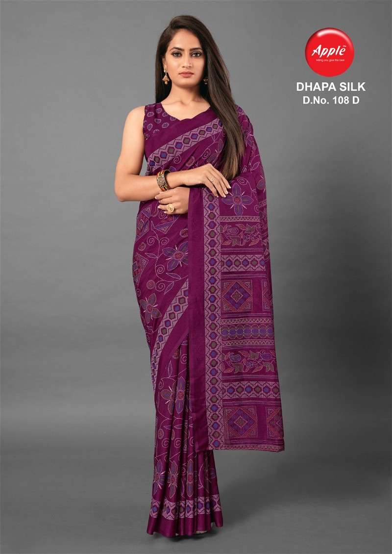 Apple Dhapa Silk 108 Manipuri Printed Saree Collection wholesale 