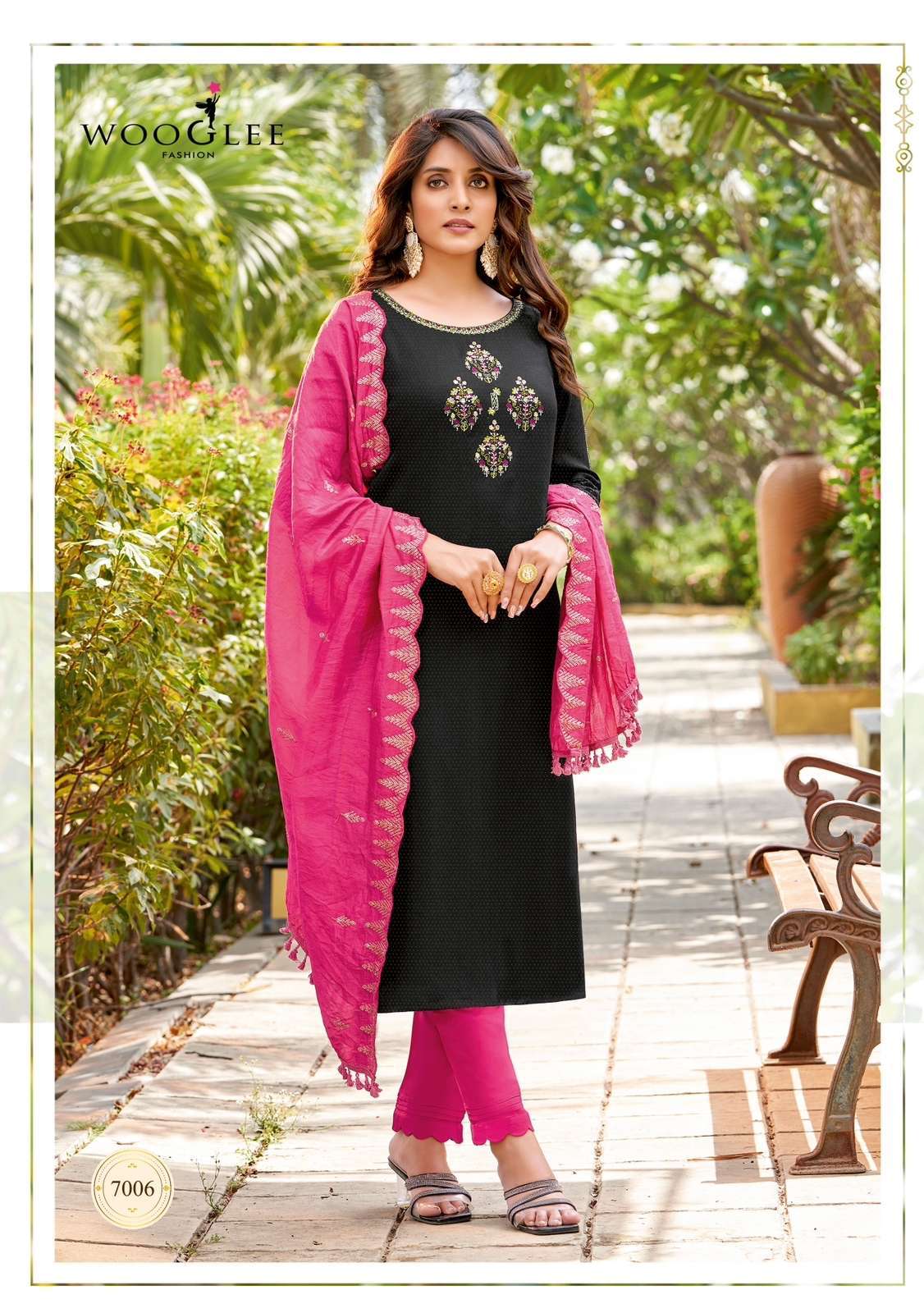 WOOGLEE D-7006 Rayon  Kurti  pant dupatta Wholesale