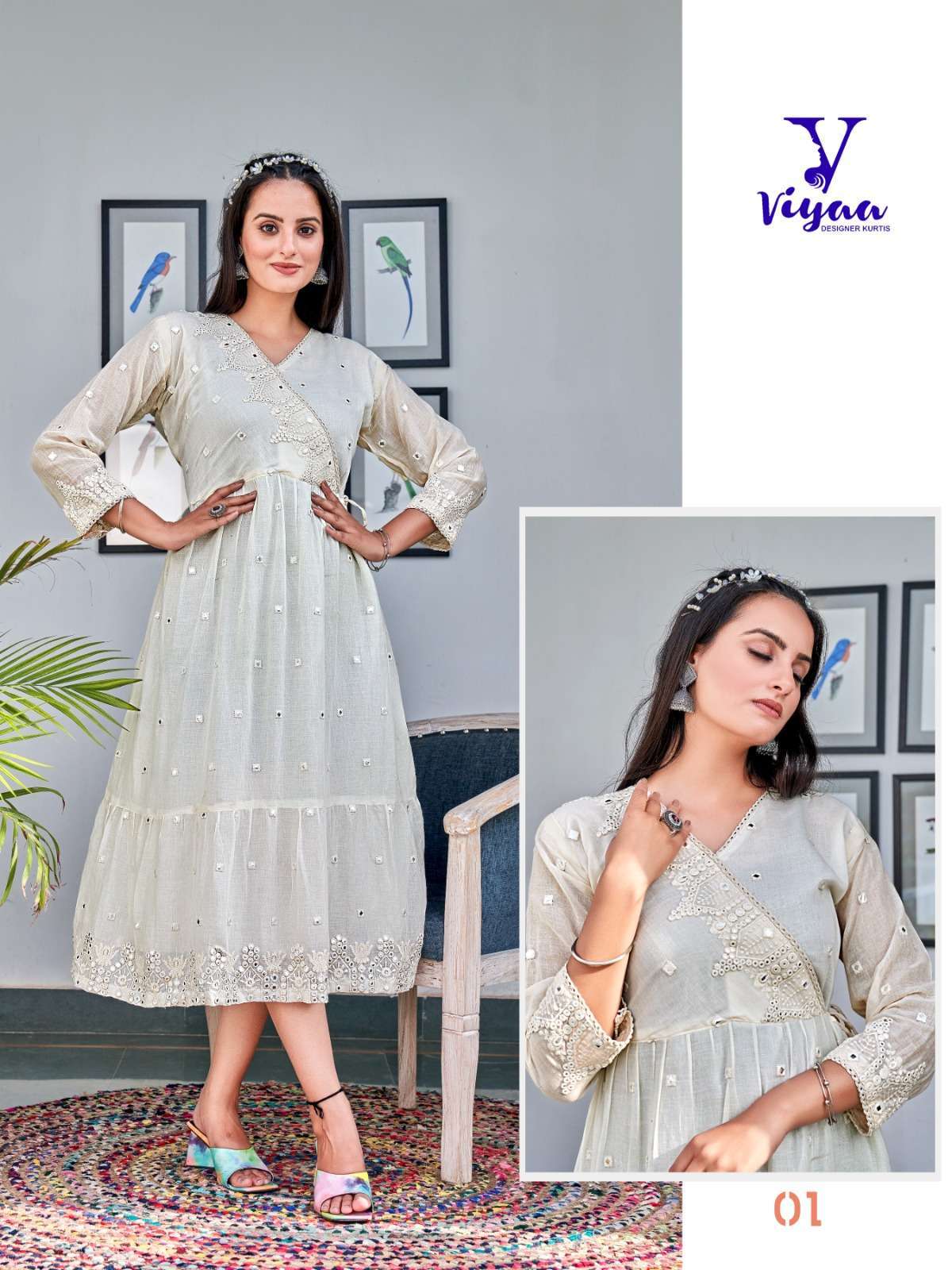  VIYAA DESIGNER MILKY MUL-MUL Kurti Ladies Kurti Wholesalers in Mumbai