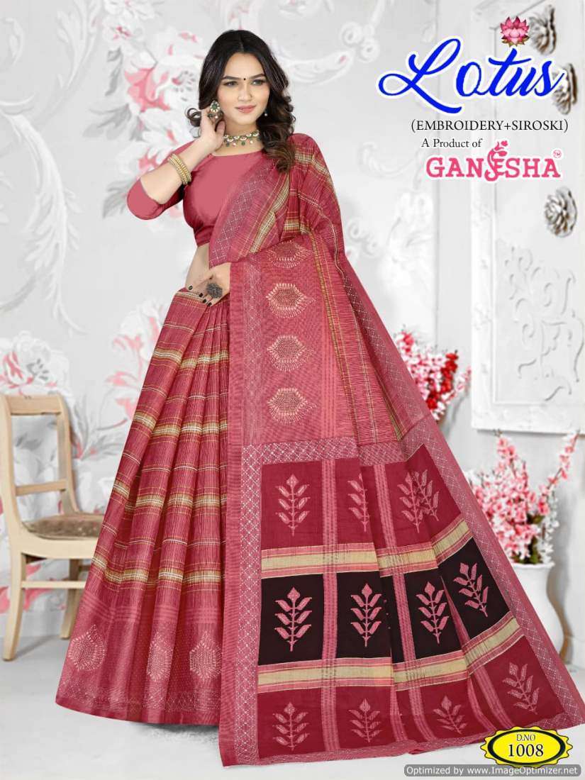 Ganesha Lotus – Embroidery Cotton sarees wholesale in Patna