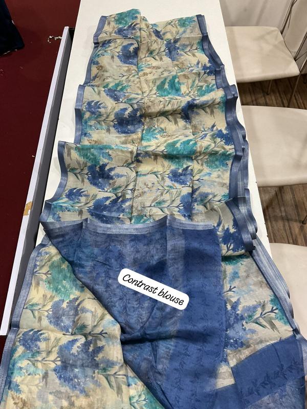 Aadinath Handloom Linen Printed sarees wholesale near me