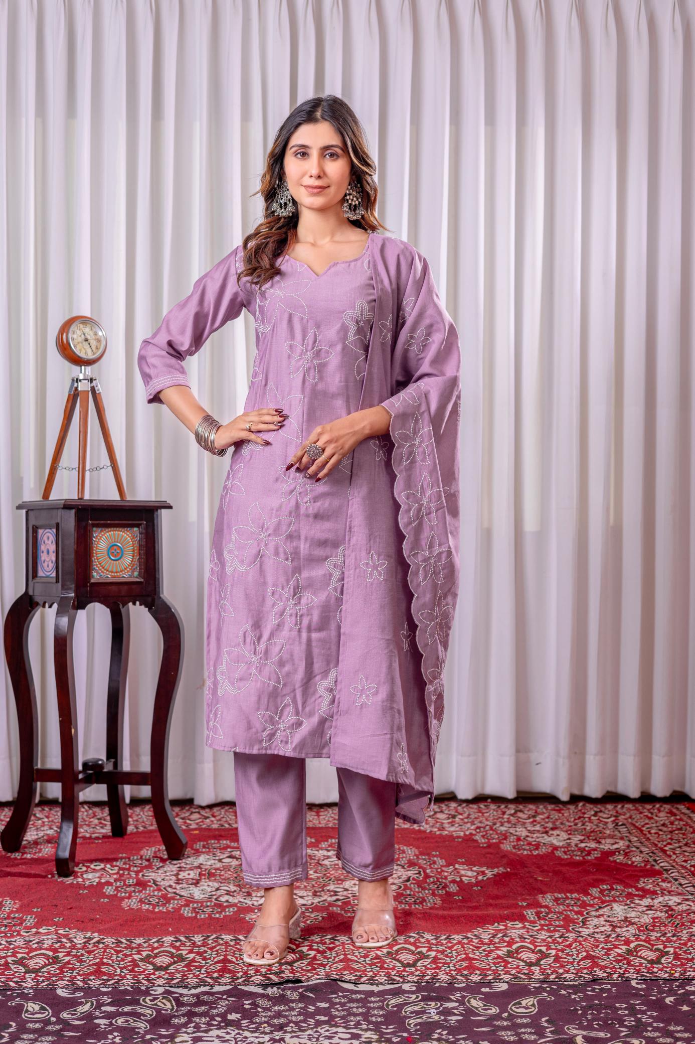 AKSHAR VATICAN SILK KURTI PANT WITH DUPATTA SET KURTI MANUFACTURER IN MUMBAI