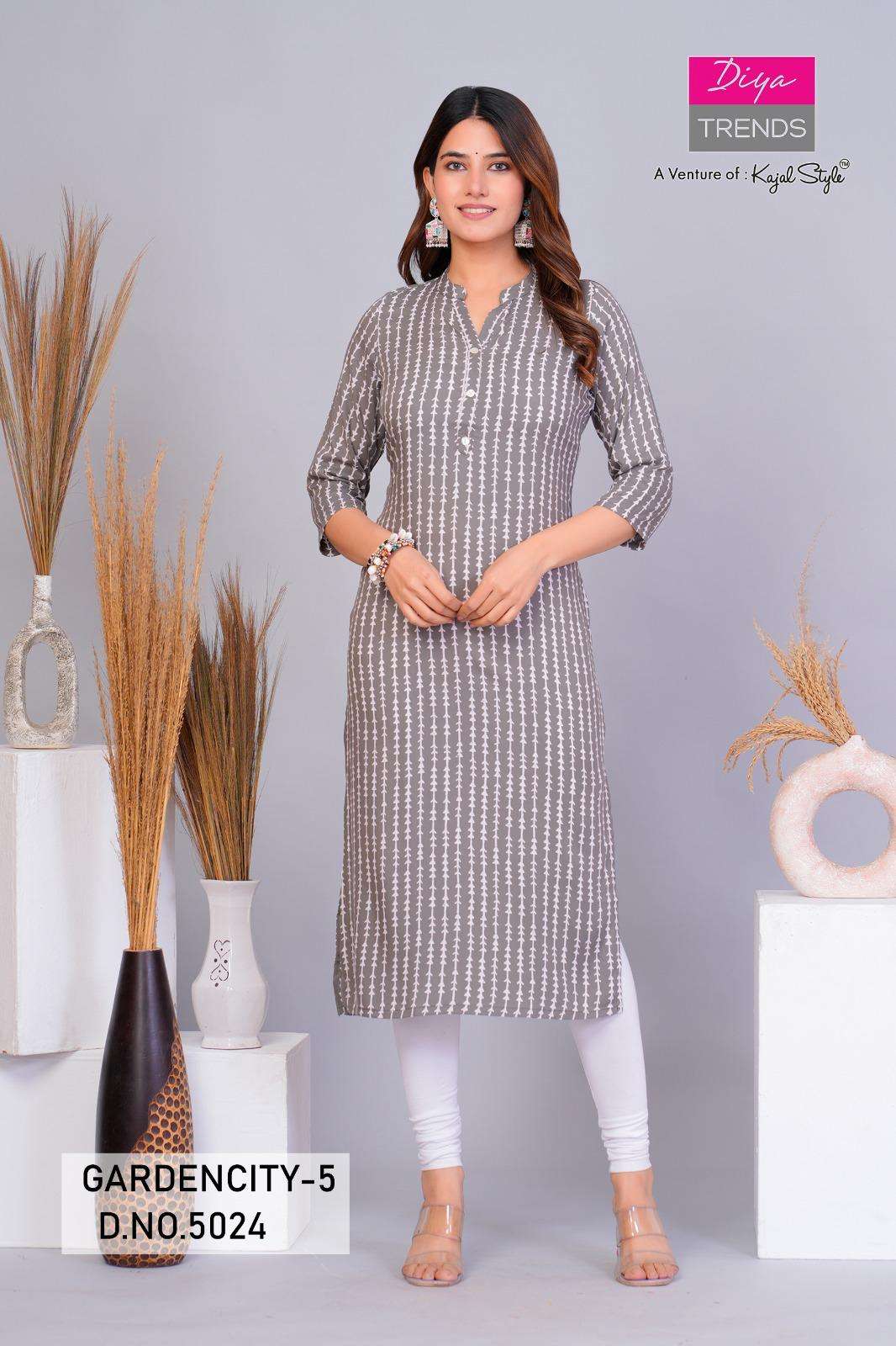 DIYA TRENDS D-5024  PRINTED BRANDED KURTIS WHOLESALE 