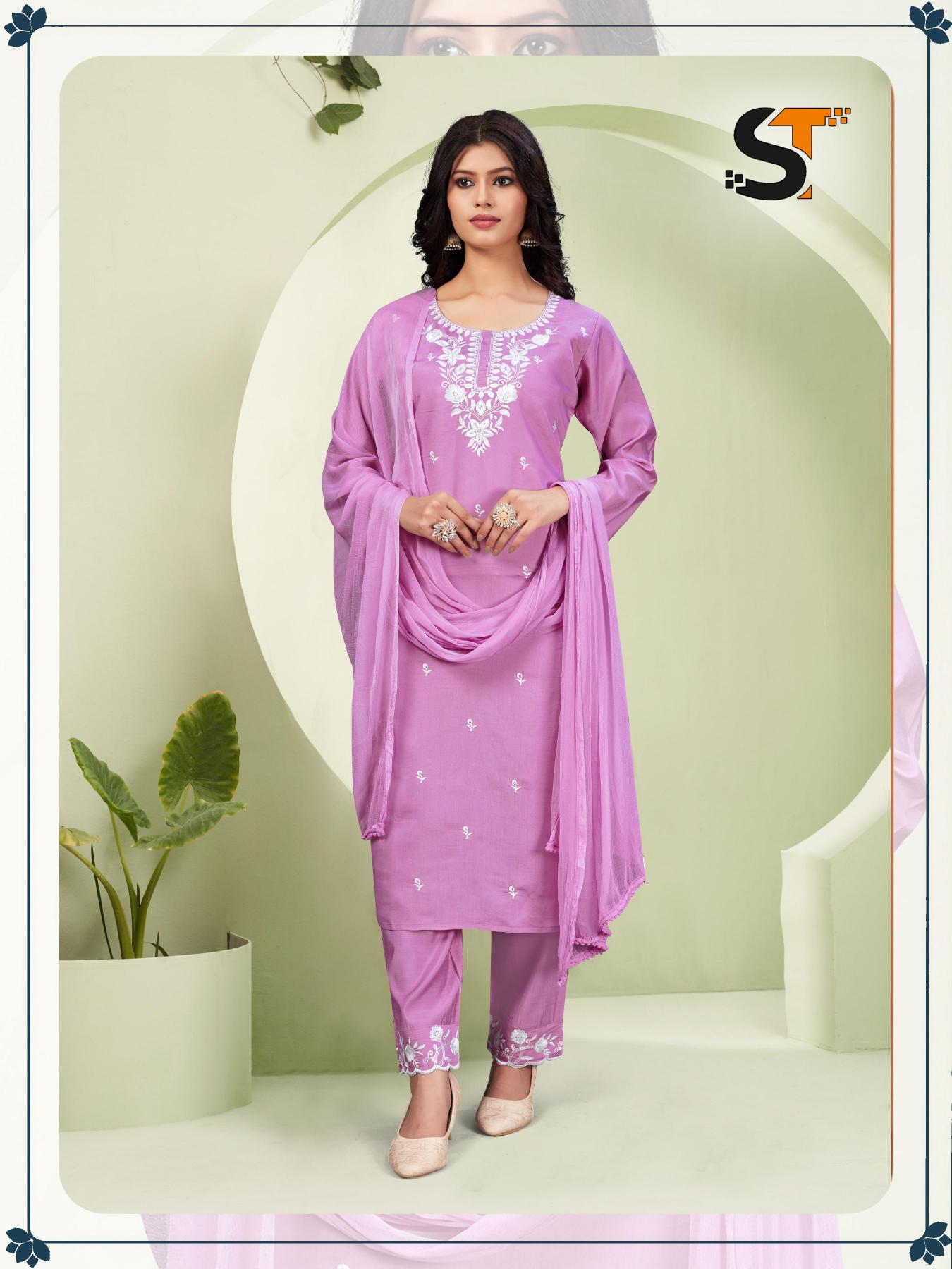 SHREE SALASAR ROMAN SILK KURTI PANT WITH DUPATTA SET WHOLESALE KURTI MANUFACTURERS IN INDIA