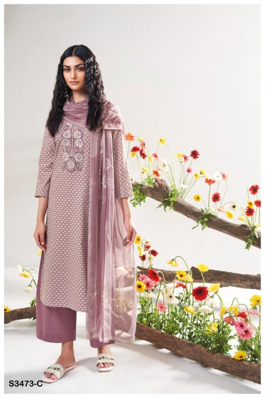 Ganga gurnoor 3473 cotton printed salwar kameez pakistani suits manufacturer in pakistan