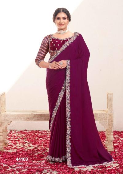 Mahotsav norita 44100 series varya crepe satin silk surat saree wholesale