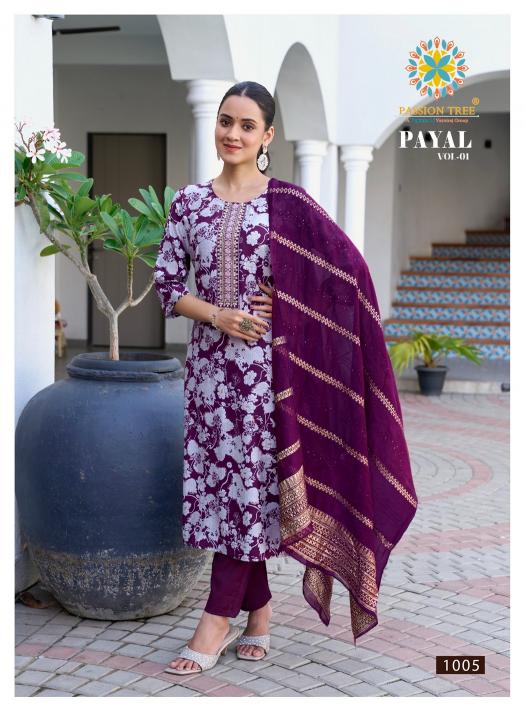 Passion tree payal vol 1 vatican print top bottom dupatta premium kurti manufacturer