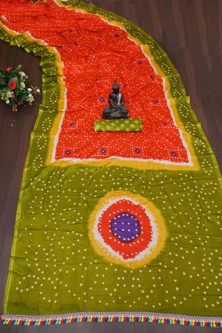 PURE COTTON BANDHANI AND AJRAK BLOCK PRINT wholesale saree market in surat