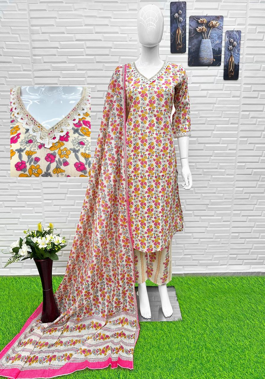 Pure cotton three pcs pair kurti manufacturer