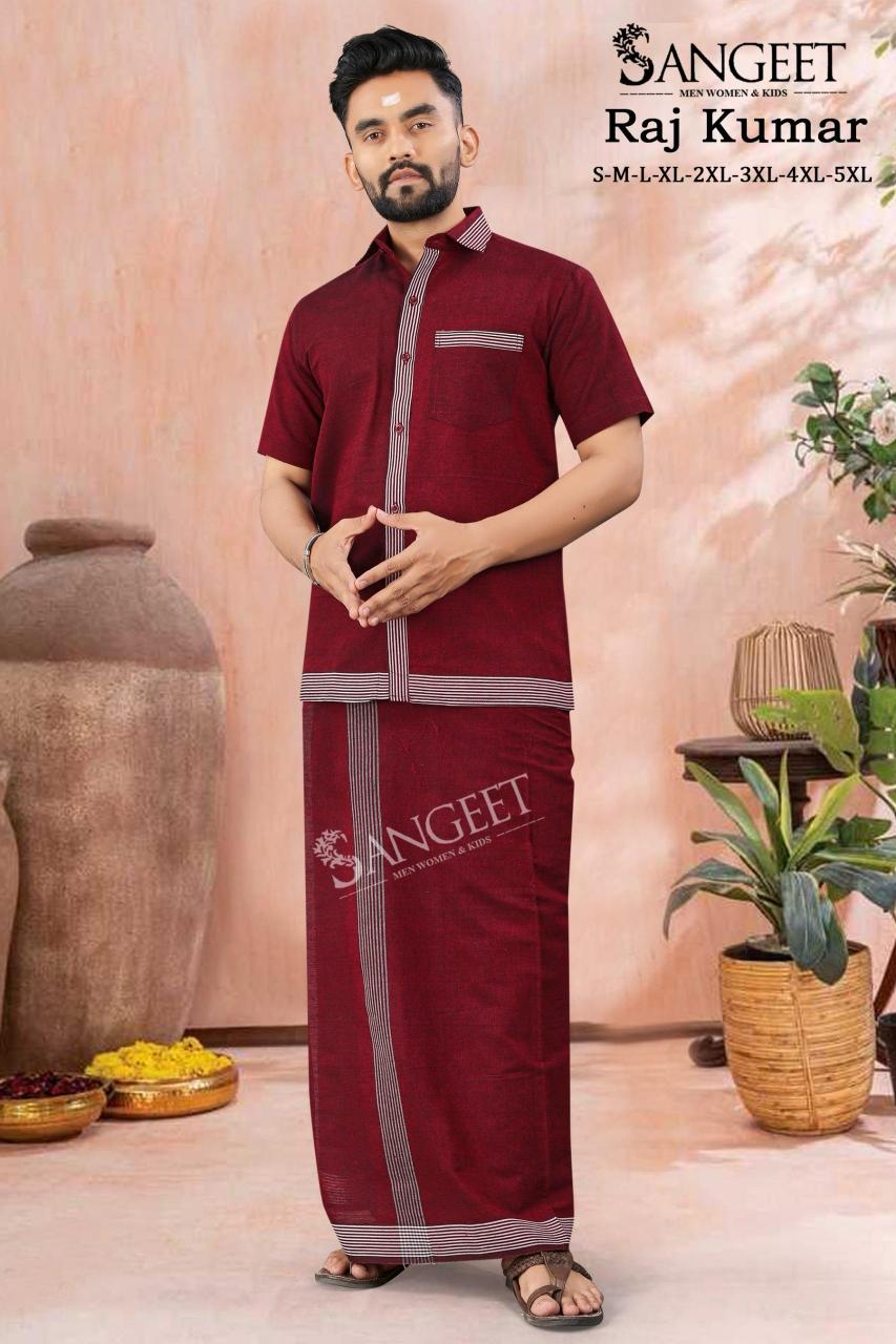 RAJKUMAR RICH WEAR GRAND & LUXURIOUS SILK PURE  SOUTH FABRIC HANDLOOM COTTON SHIRT WITH VESTI