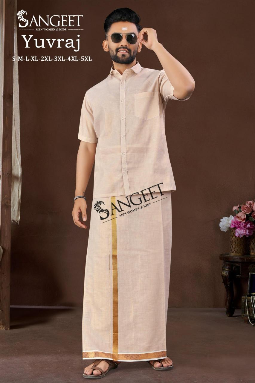SNGEET YUVRAJ PURE SILK SOUTH FABRICSHIRT WITH VESTI