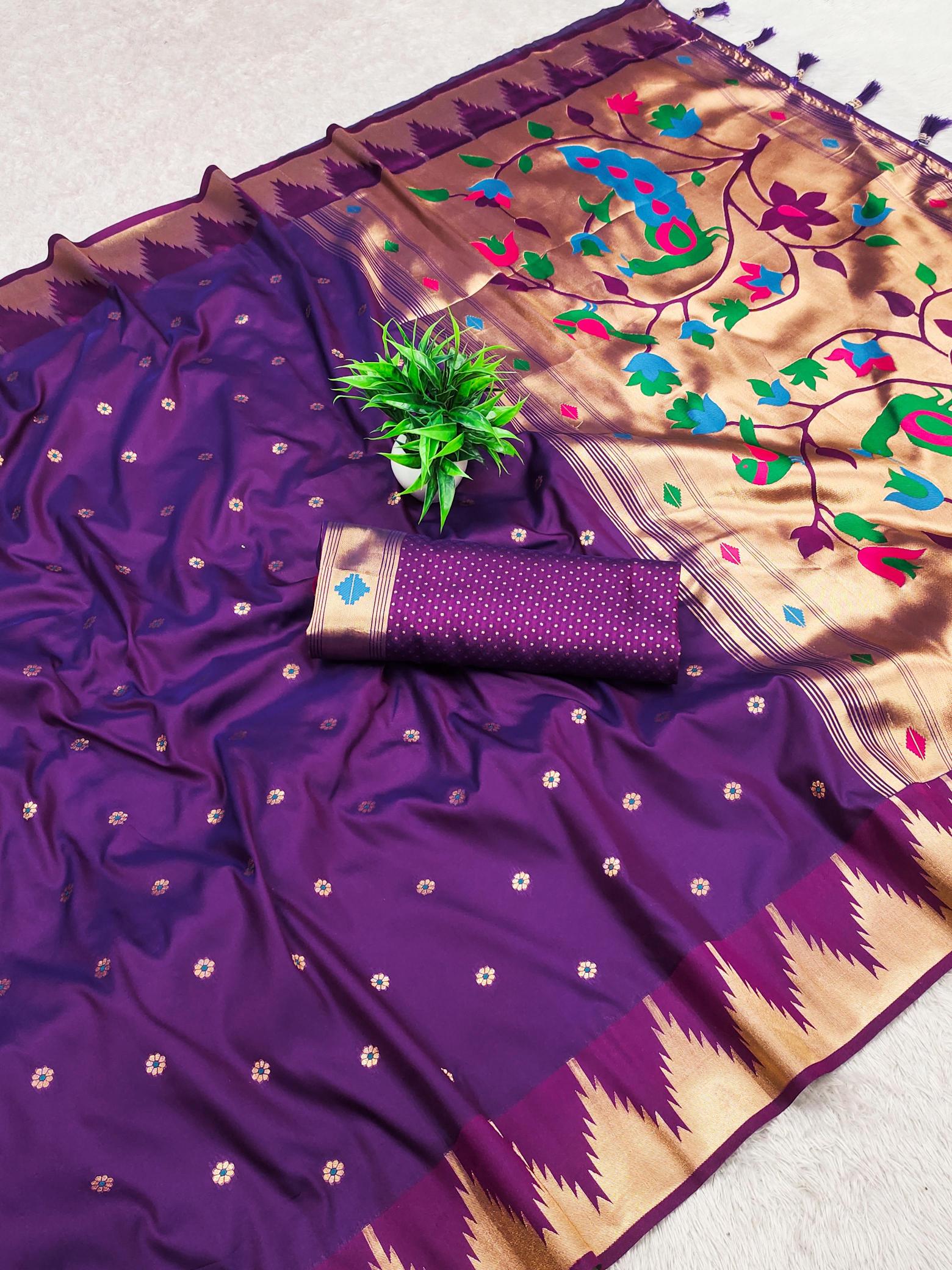 Temple Paithani silk  wholesale saree market surat