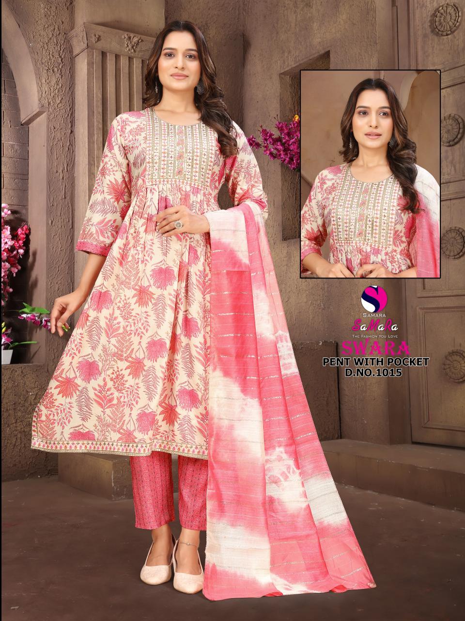 Samara swara vol 2 rayon foil print top bottom dupatta kurtis manufacturers