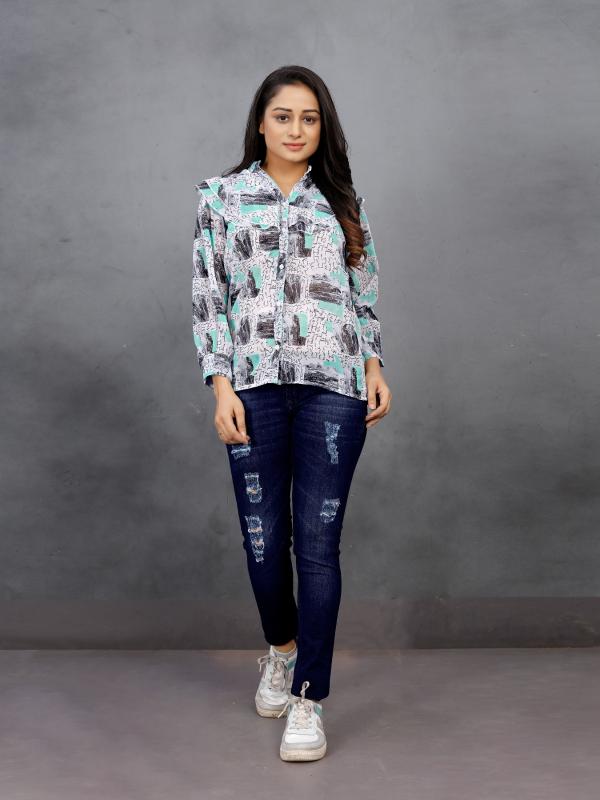 Moksh international veronica vol 1georgette print shirt & jeans pant women kurti manufacturer