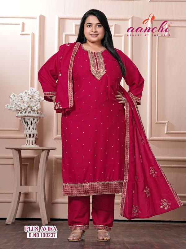 Aanchi plus avika vichitra silk 3 pcs surat ladies dress wholesale market