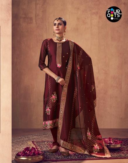 Fourdots rangraag silk minakari jequard dress material designs indian