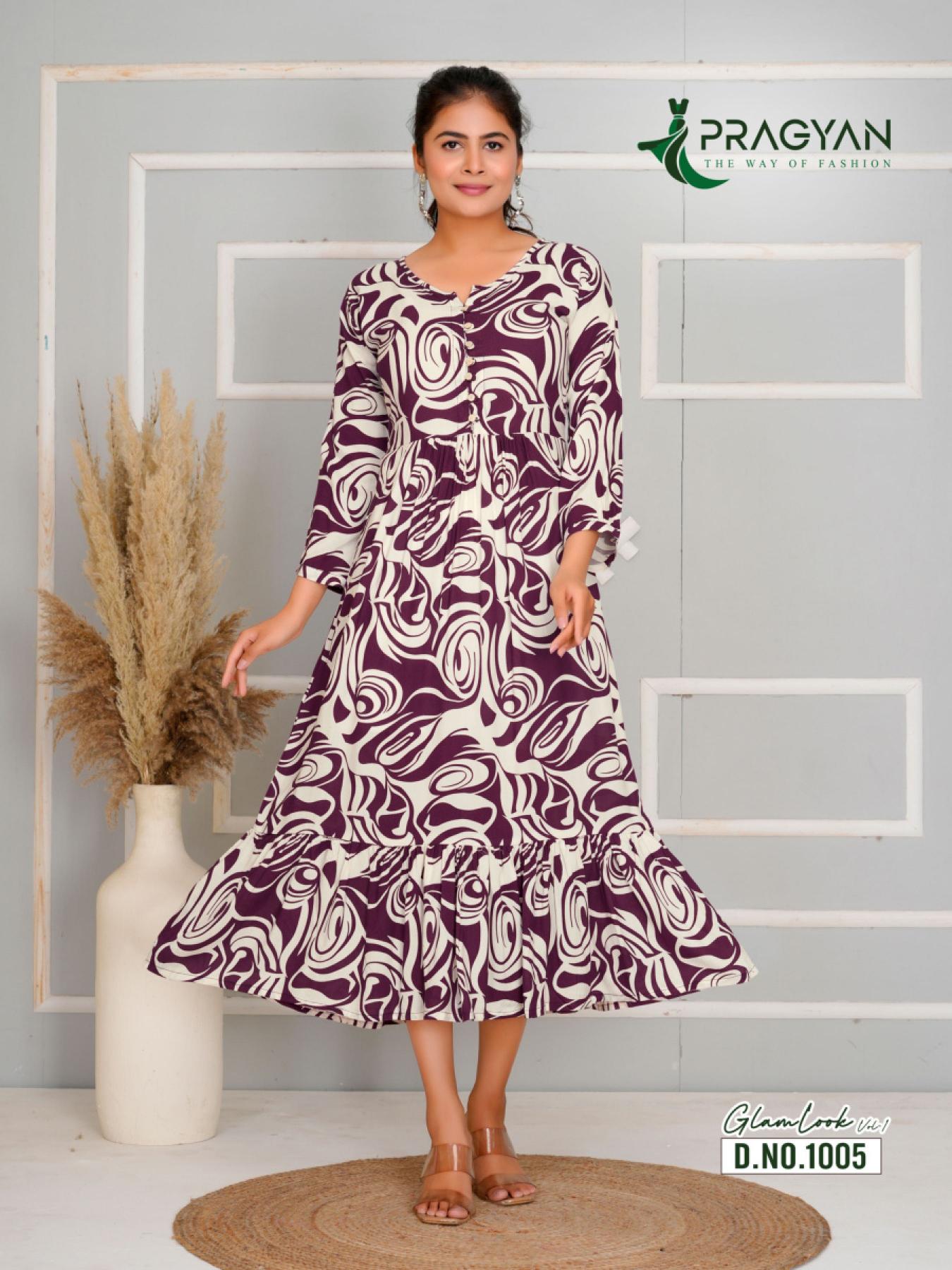 Pragyan glamlook vol 1 rayon gown style branded kurtis in india