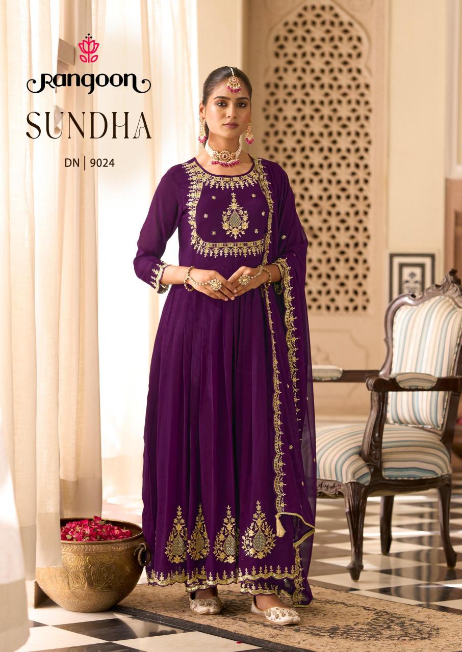 Rangoon sundha georgette anarkali style 3 pcs kurti wholesalers online clothing