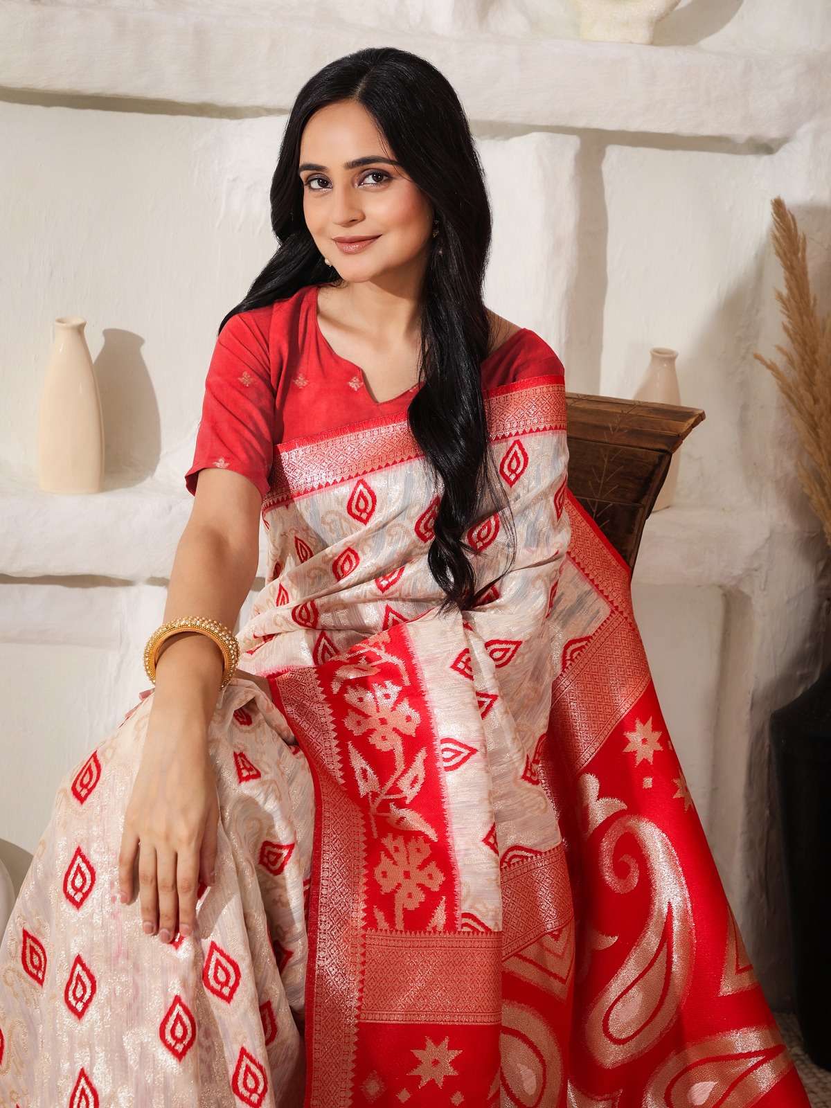 SITA by Astita fancy designer linen Cotton fabric saree wholesale with latkan 