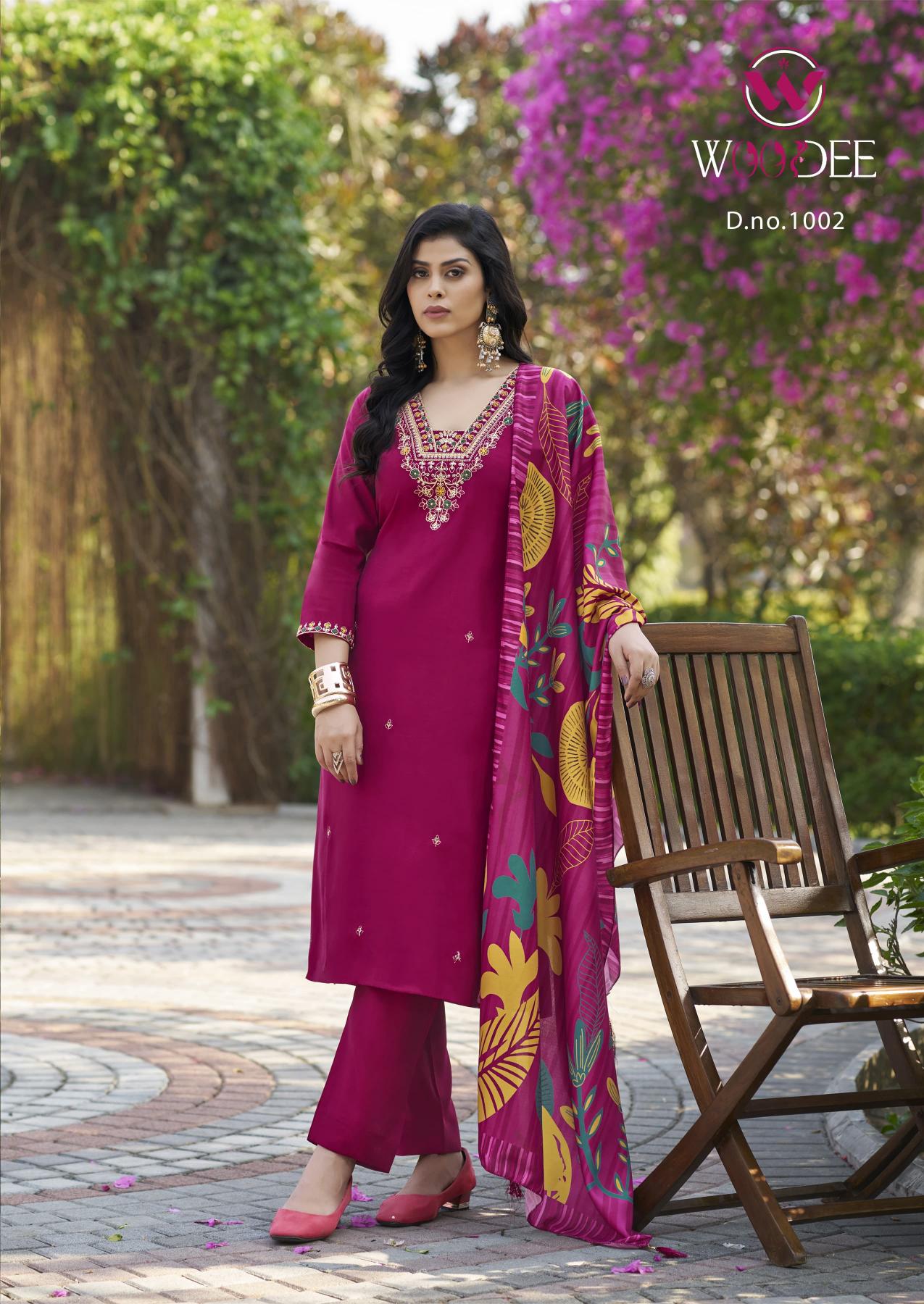 Woodee miralee viscose roman silk 3 pcs indian clothes wholesalers in india