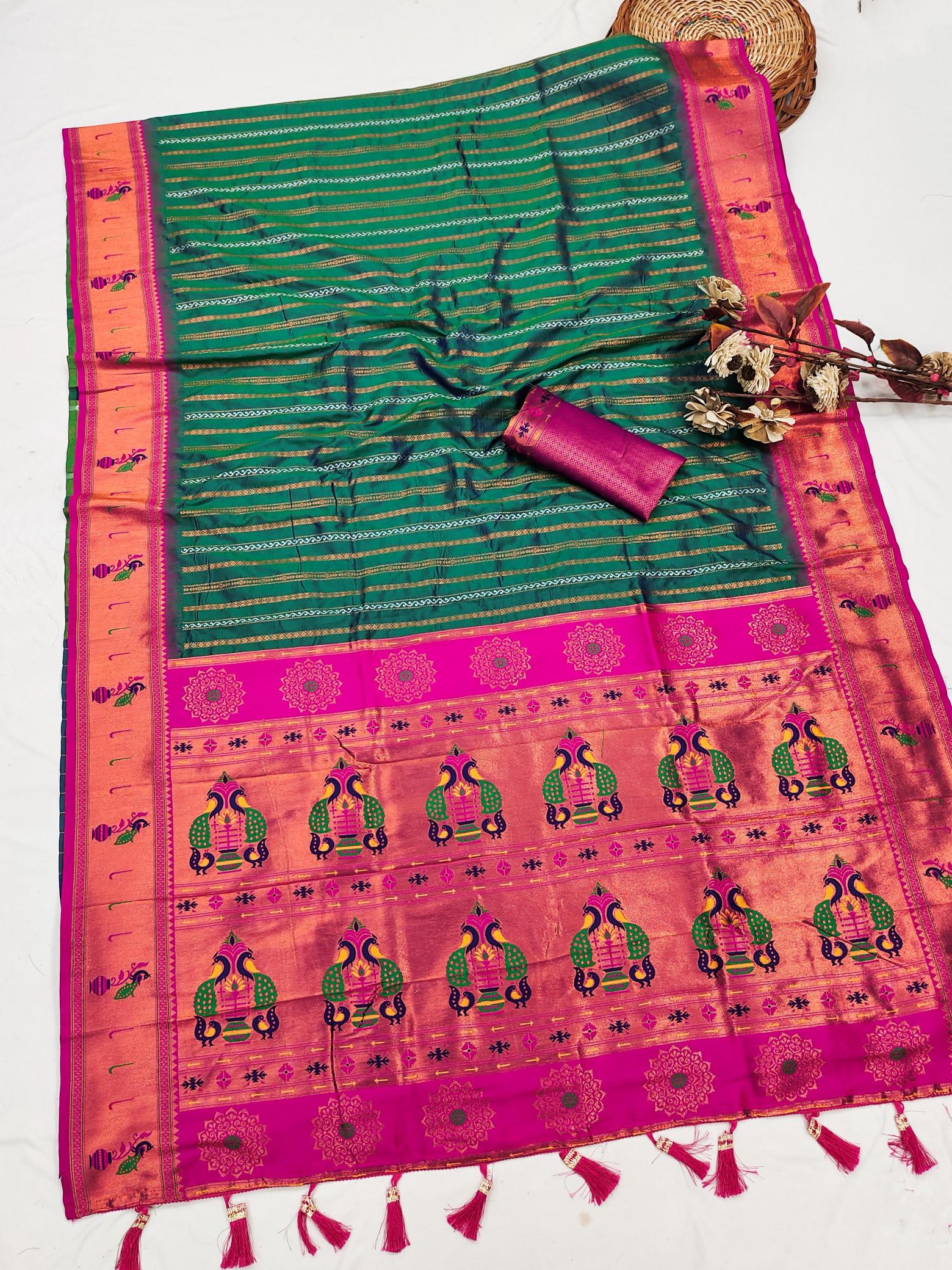 Anupama paithani soft silk zari weawing saree surat