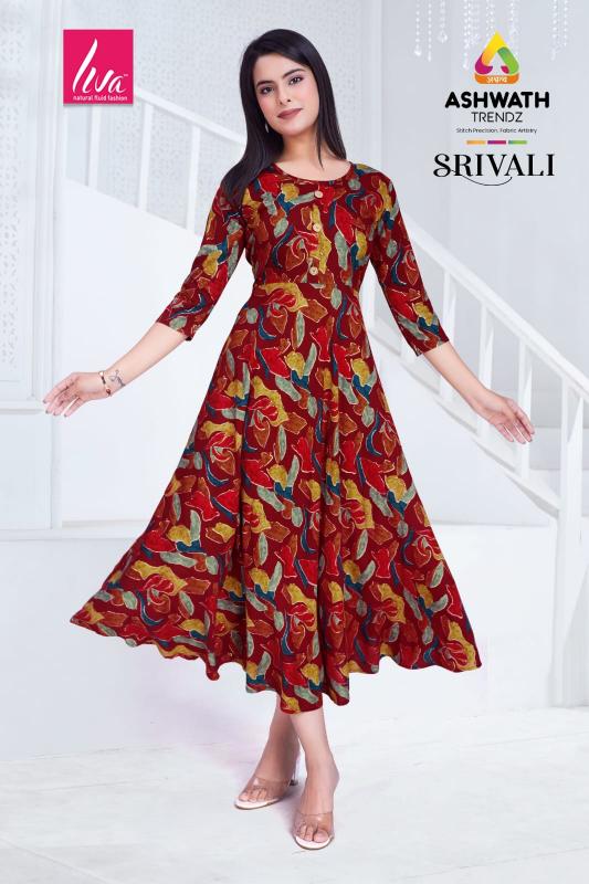 Ashwath srivali rayon foil print kurti cheap wholesale womens clothing