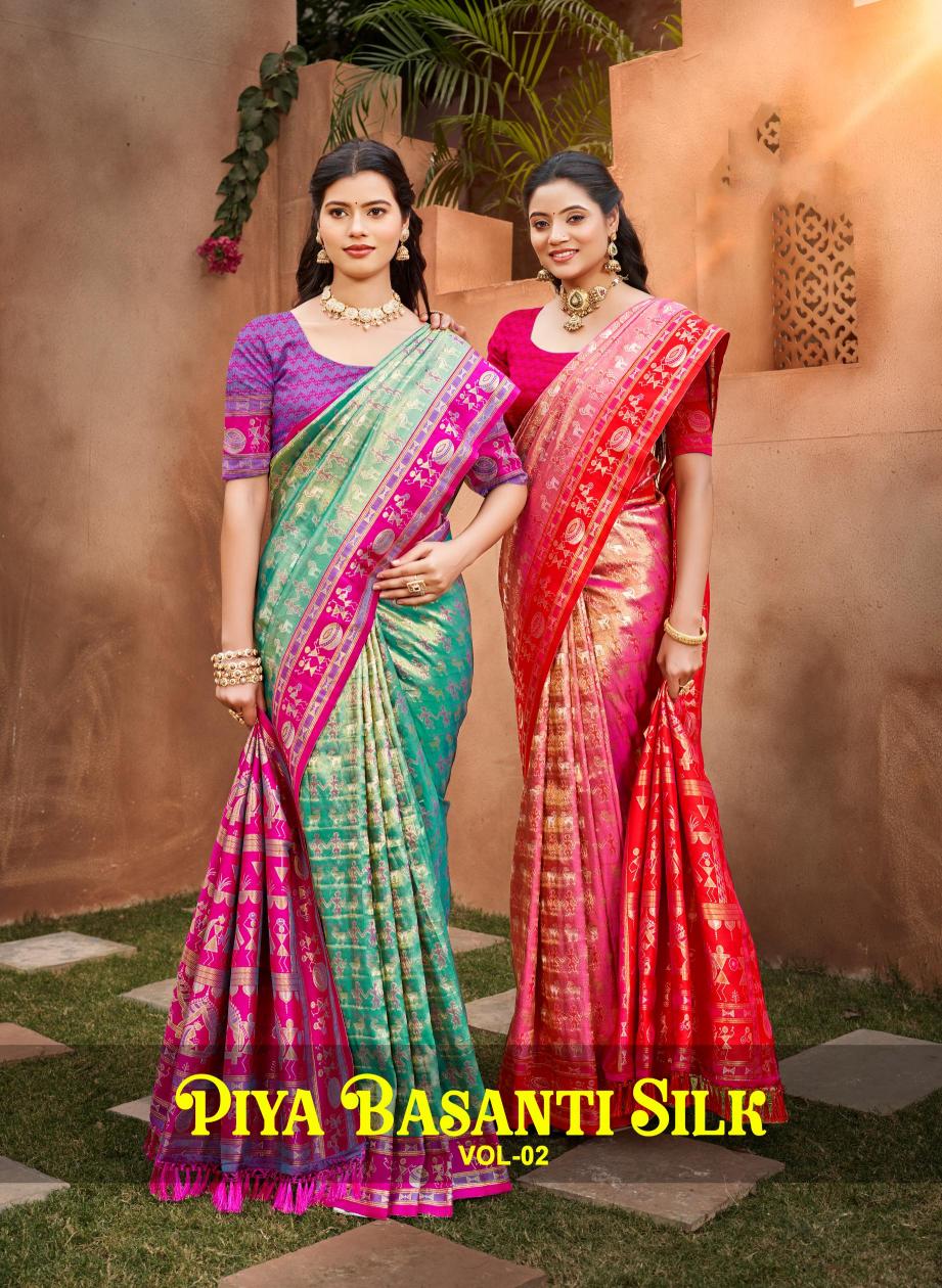 BUNAWAT - Piya Basanti Silk Vol - 02 Sangam Prints Light kanjivaram silk Woven Work Traditional Saree