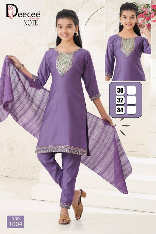 Deecee note kids girls wear 3 pcs kurti wholesale in clothing