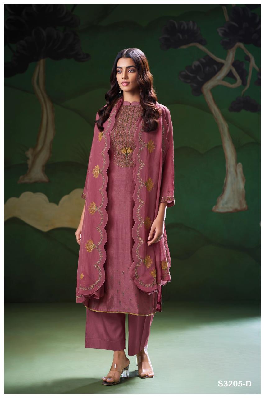Ganga nyla 3205 silk jacquard dress material wholesale