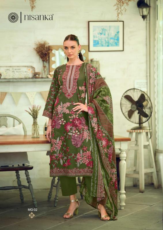 Karma mughal nisanka mills & emb cotton dress materials wholesale in surat
