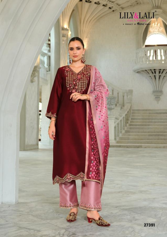 Lily & lali monica 3 pcs kurti wholesale cloth market in surat