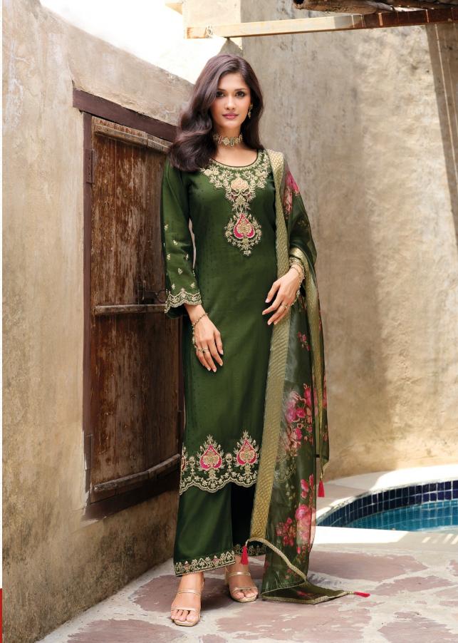 Lily & lali rose simmer silk 3 pcs kurti buy dresses wholesale online