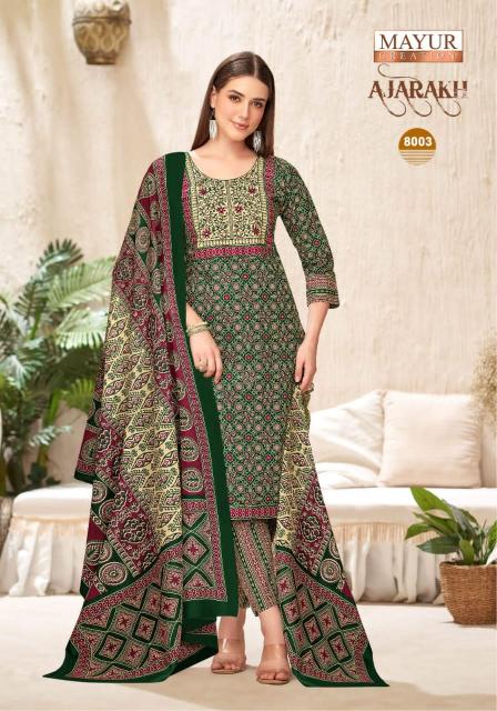 Mayur ajarakh vol-8 cotton printed 3 pcs kurti cheap clothes wholesale