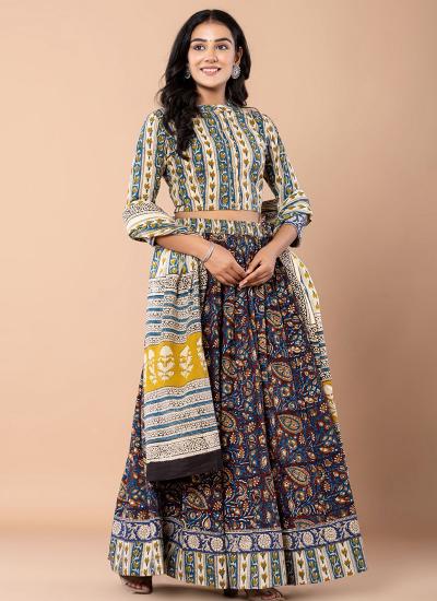 Multi Color Cotton Printed Work Ocassional Wear 024 Cheap Lehengha choli