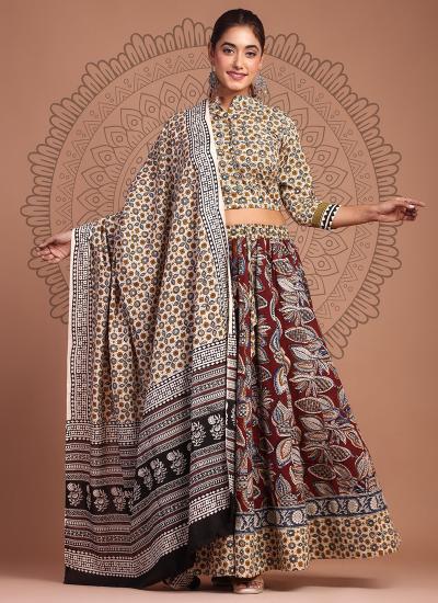 Multi Color Cotton Printed Work Ocassional Wear 580 Wholesale Lehengha choli online
