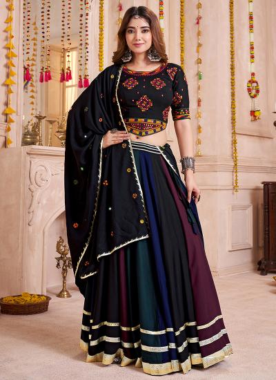 Multi Color Viscose Cotton Mirror Work Navratri Wear 206 Traditional lehenga choli exporter