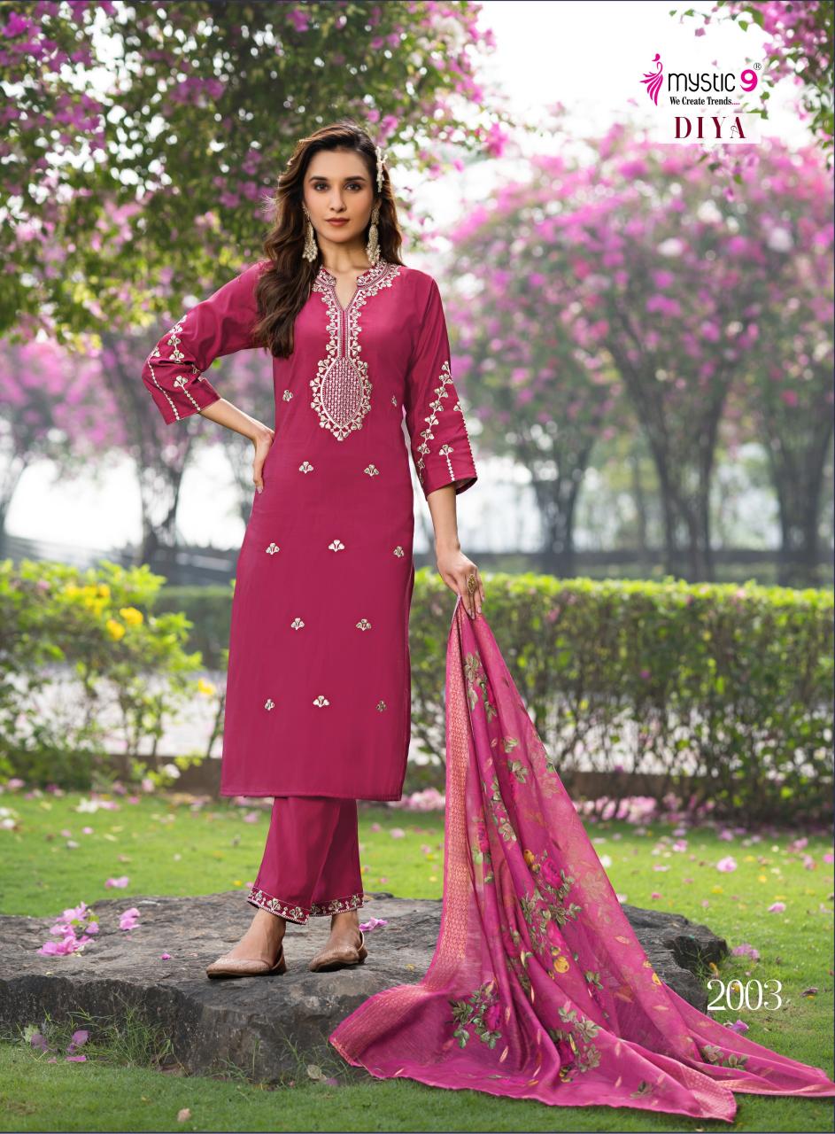 Mystic9 diya vol 2 straight cut 3 pcs kurti wholesale clothing manufacturers india